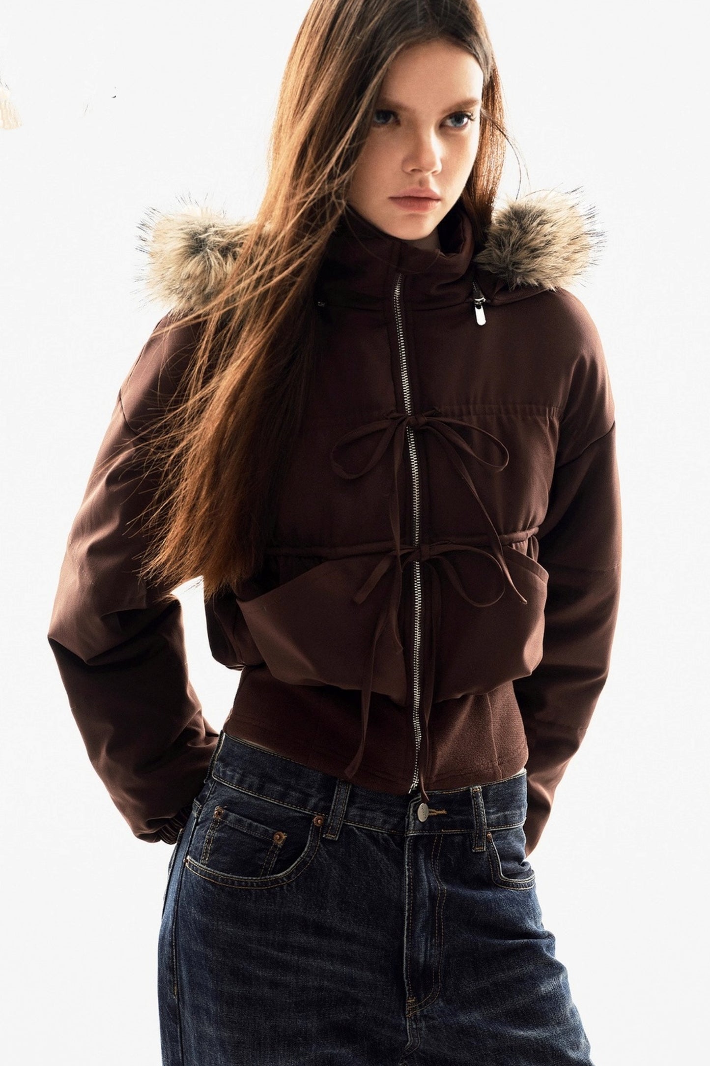 Fur Collar Cropped Cotton Jacket