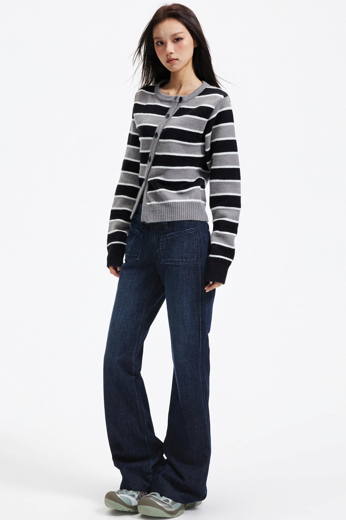 Retro Striped Knit Cardigan