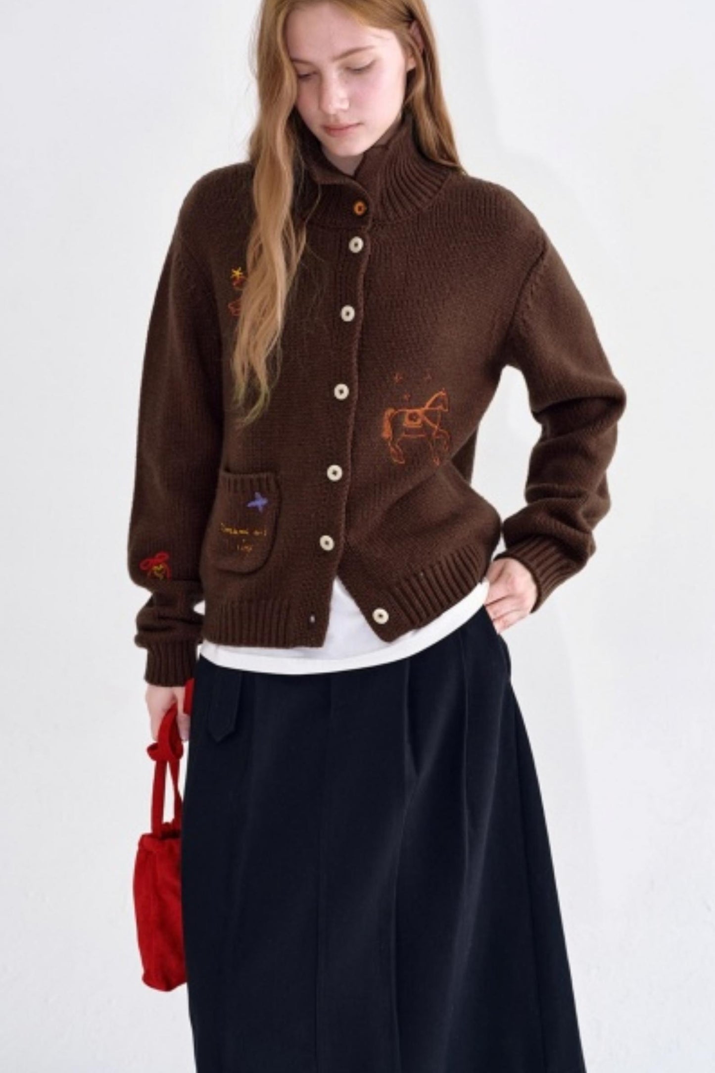 Winter Wool Embroidered Cardigan