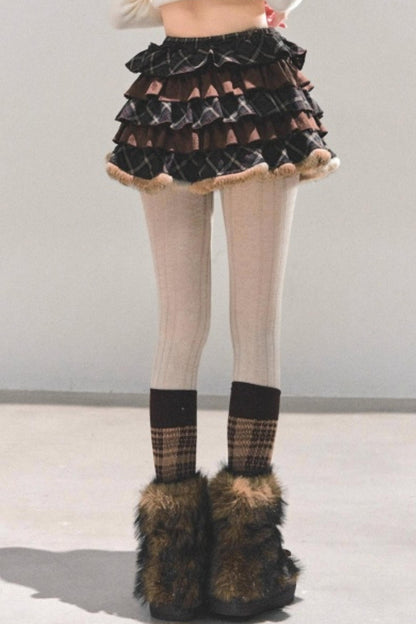 Maillard Poetry Plaid Skirt