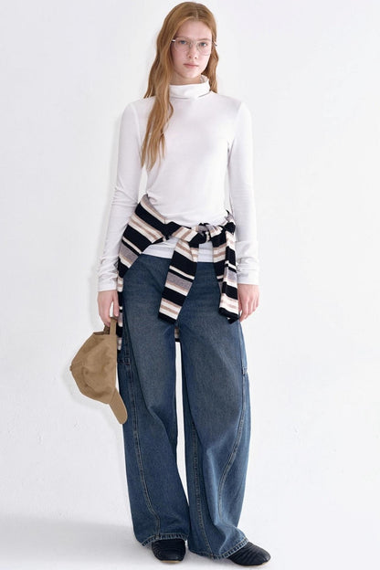 Loose Scimitar Split Brushed Jeans