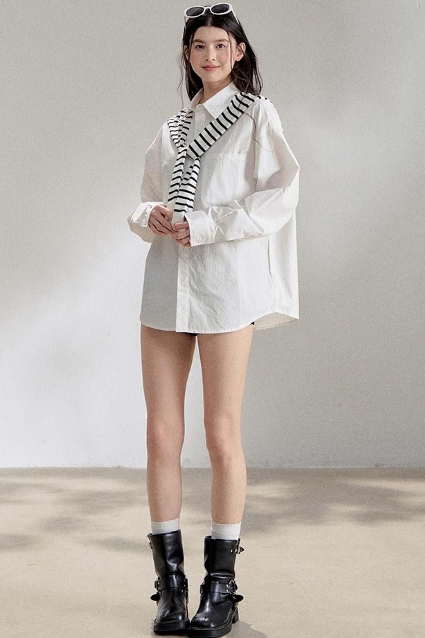 White Striped Oversize Shirt
