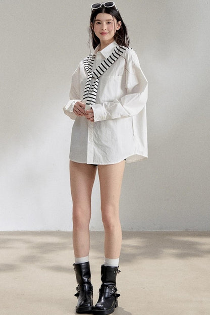 White Striped Oversize Shirt