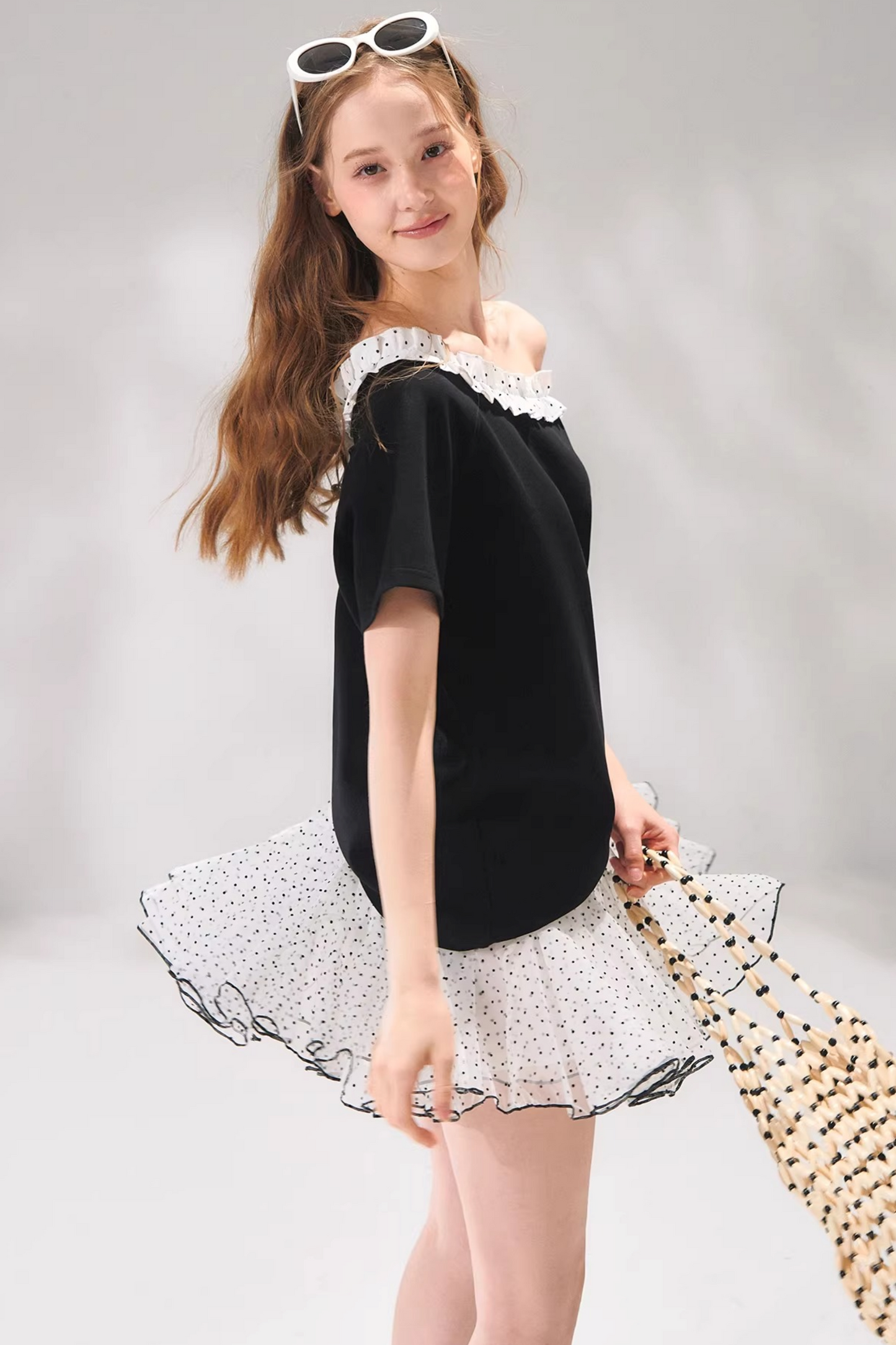 Velvet Polka Dot Skirt Set-Up