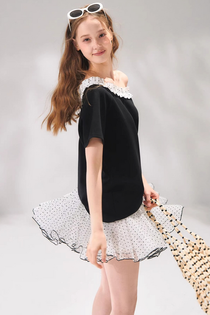 Velvet Polka Dot Skirt Set-Up