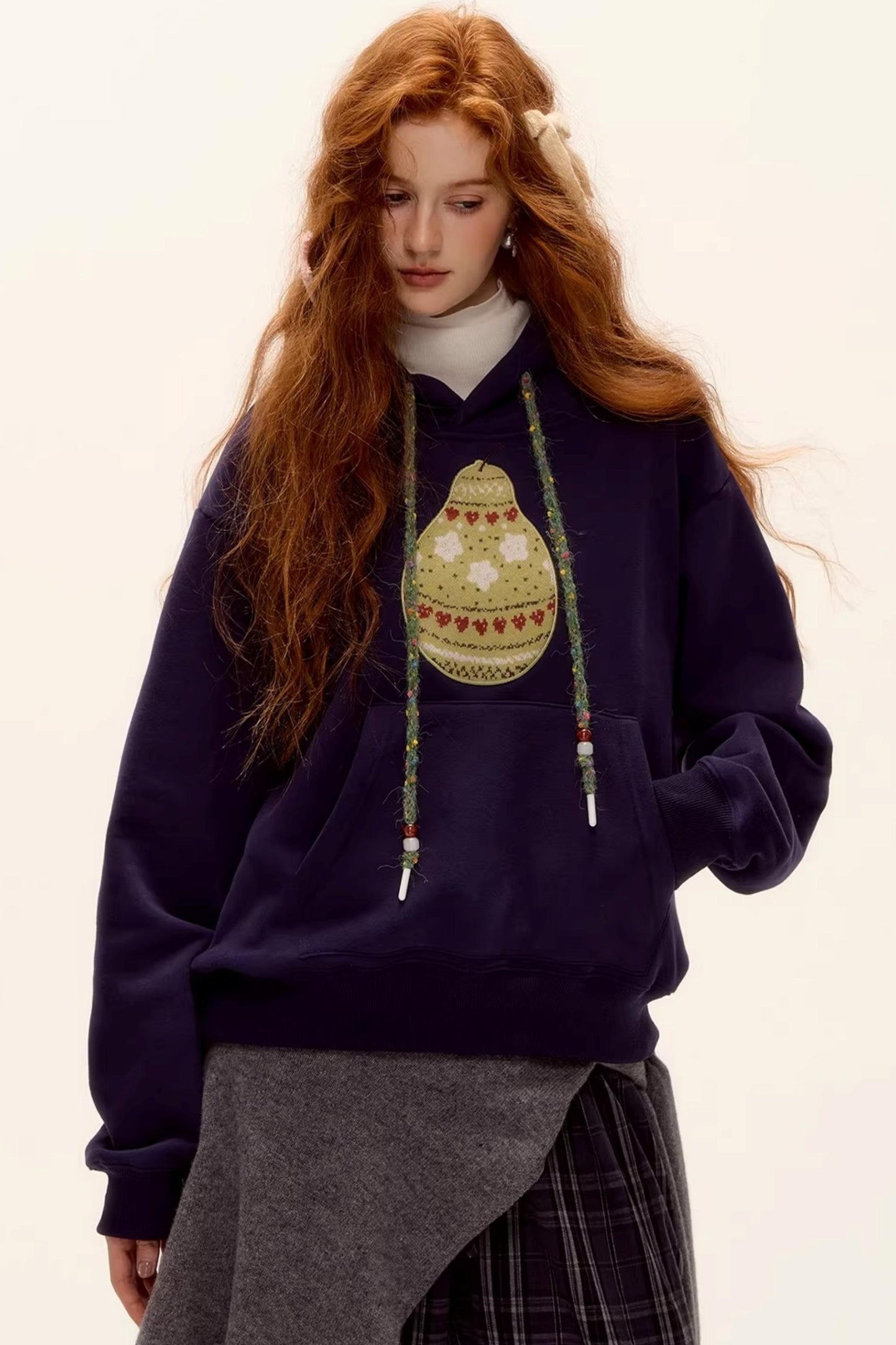 Brushed Fair Isle Hooded Top