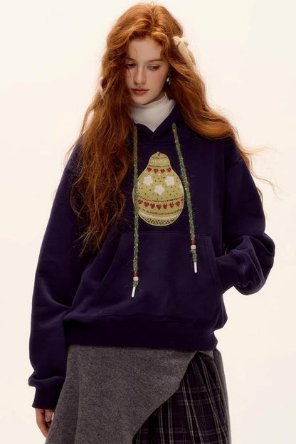 Brushed Fair Isle Hooded Top