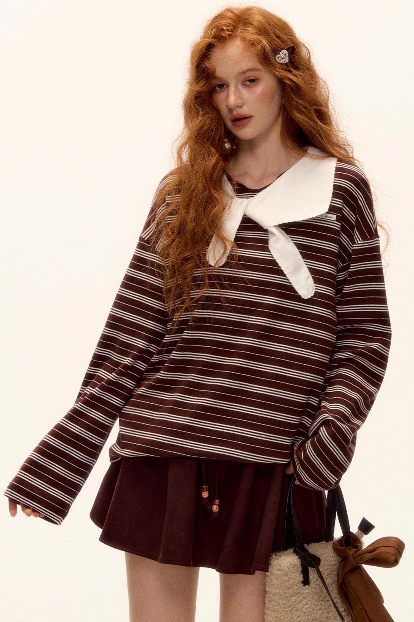 Miu-Style Striped Retro Top