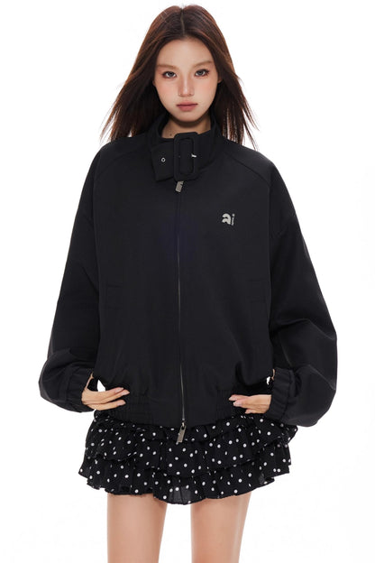 Polka Dot Stand-Up Jacket