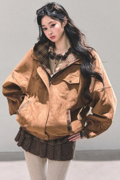 Hepburn Plaid Hooded Coat