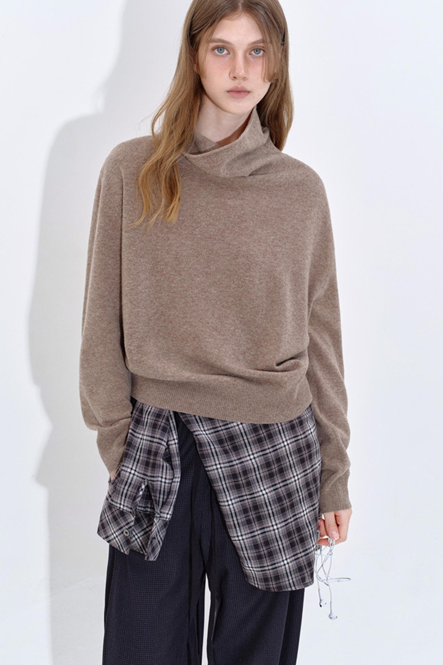 High Cashmere Wool Tricolor Knit Top