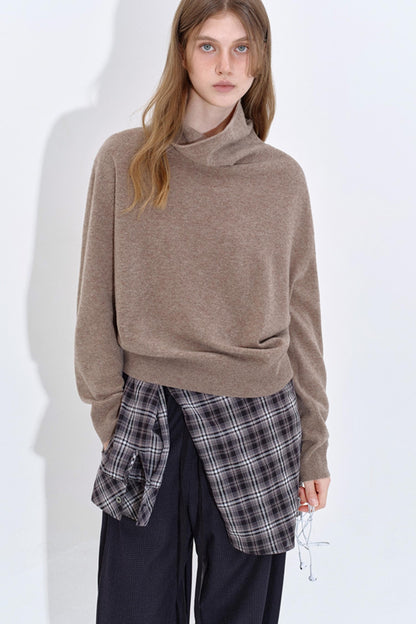 High Cashmere Wool Tricolor Knit Top