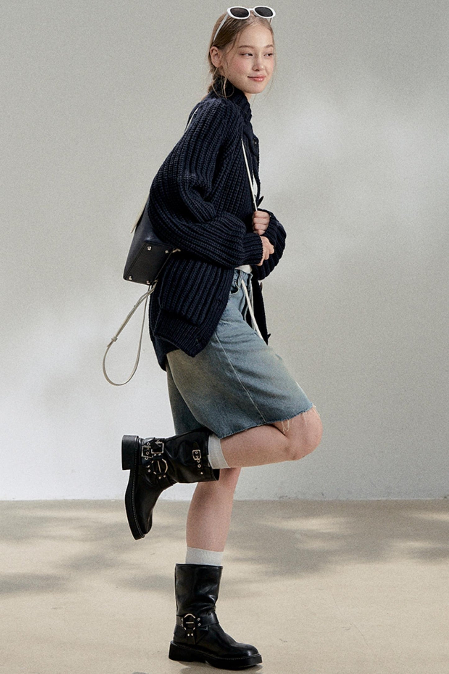 Lazy Black Knitted Cardigan