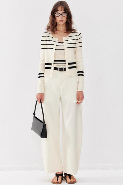 Striped Knit Jacket Set-Up