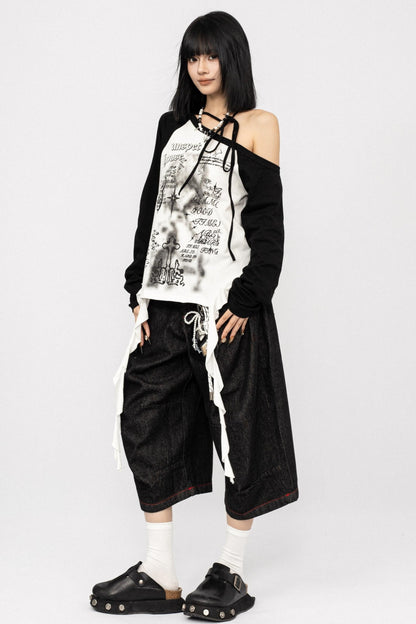 American Cool Off-the-Shoulder Long Sleeve T-Shirt