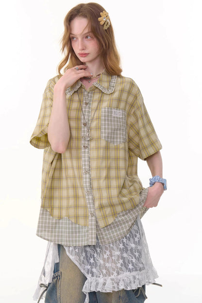 Plaid Doll Collar Shirt