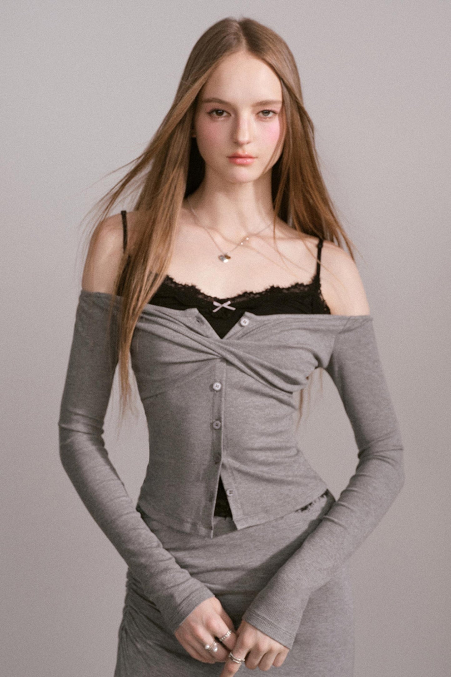 Luxury Grey Lace Top