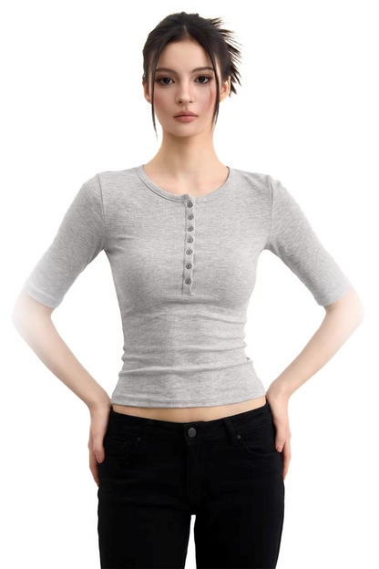 Solid Color Henley Top