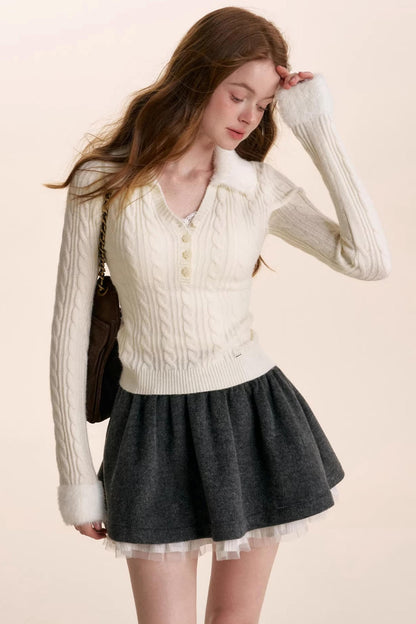 Cloud Soft Velvet Lapel Sweater