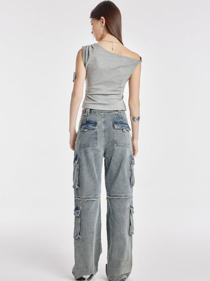 Cargo Large Straight Leg Jeans