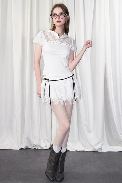 White Lace Bow Skirt