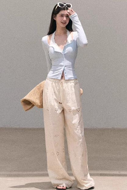 Embroidered Pure Cotton Pants