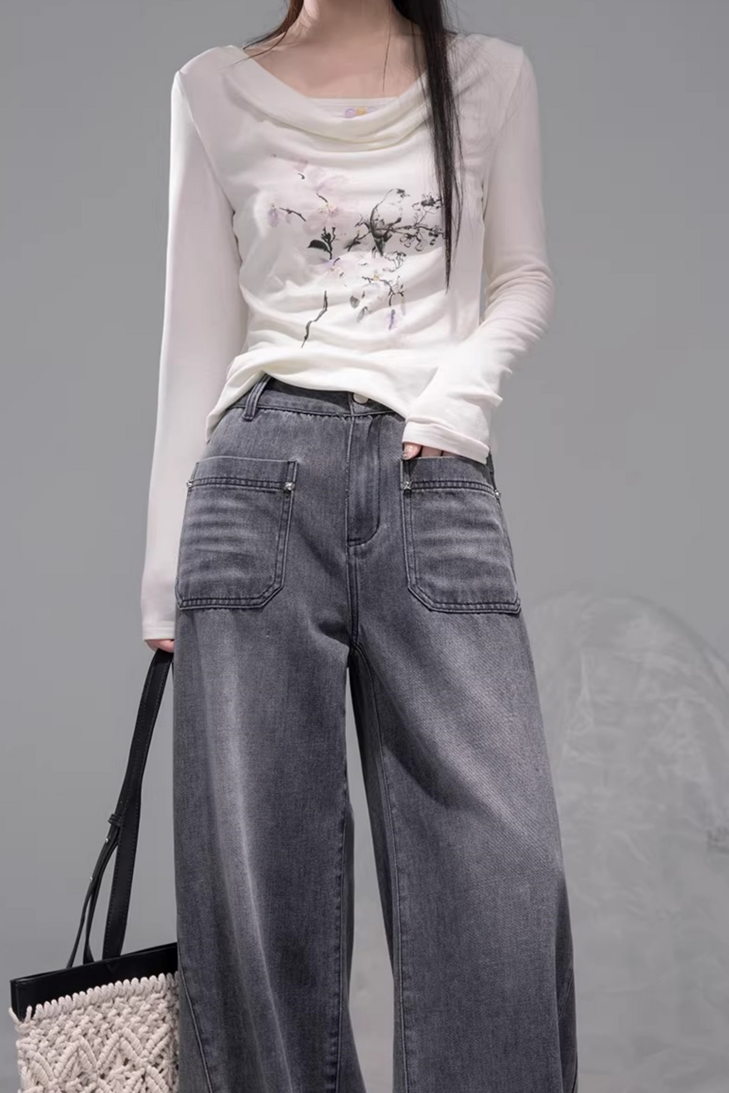 Ink Gray Washed Jeans