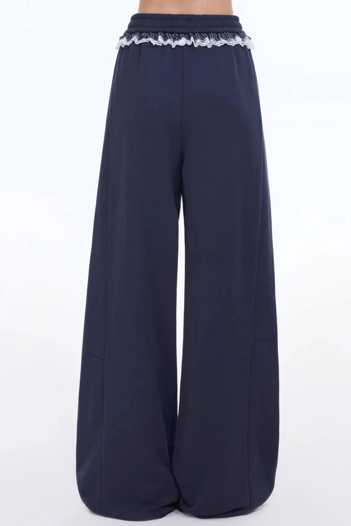 Retro Elastic Navy Blue Pants