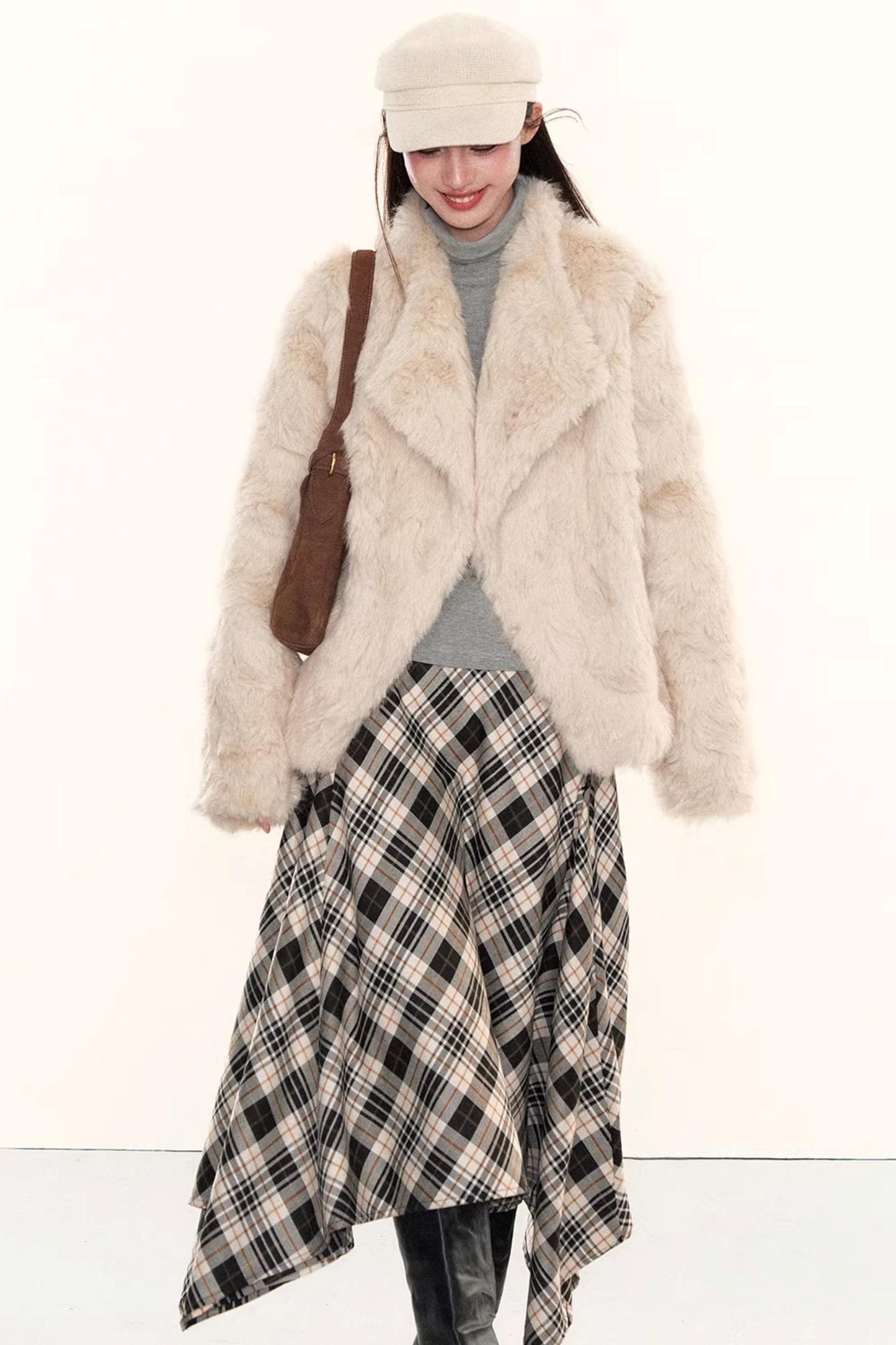 Plaid Asymmetrical A-Line Skirt