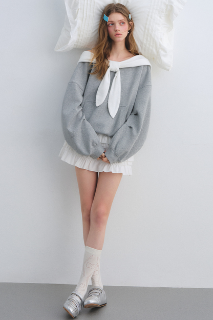 Rabbit Ear Off-Shoulder Sweatshirt