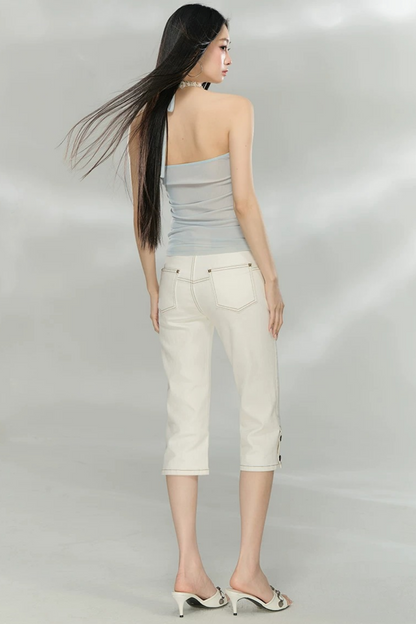 Double-Layer Mesh Halter Top
