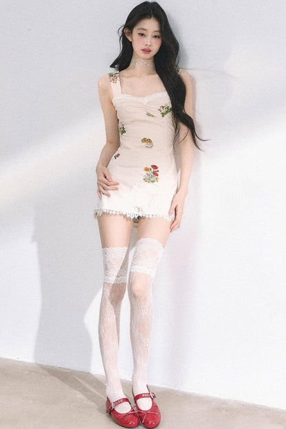 One-Shoulder Lace Mini Dress