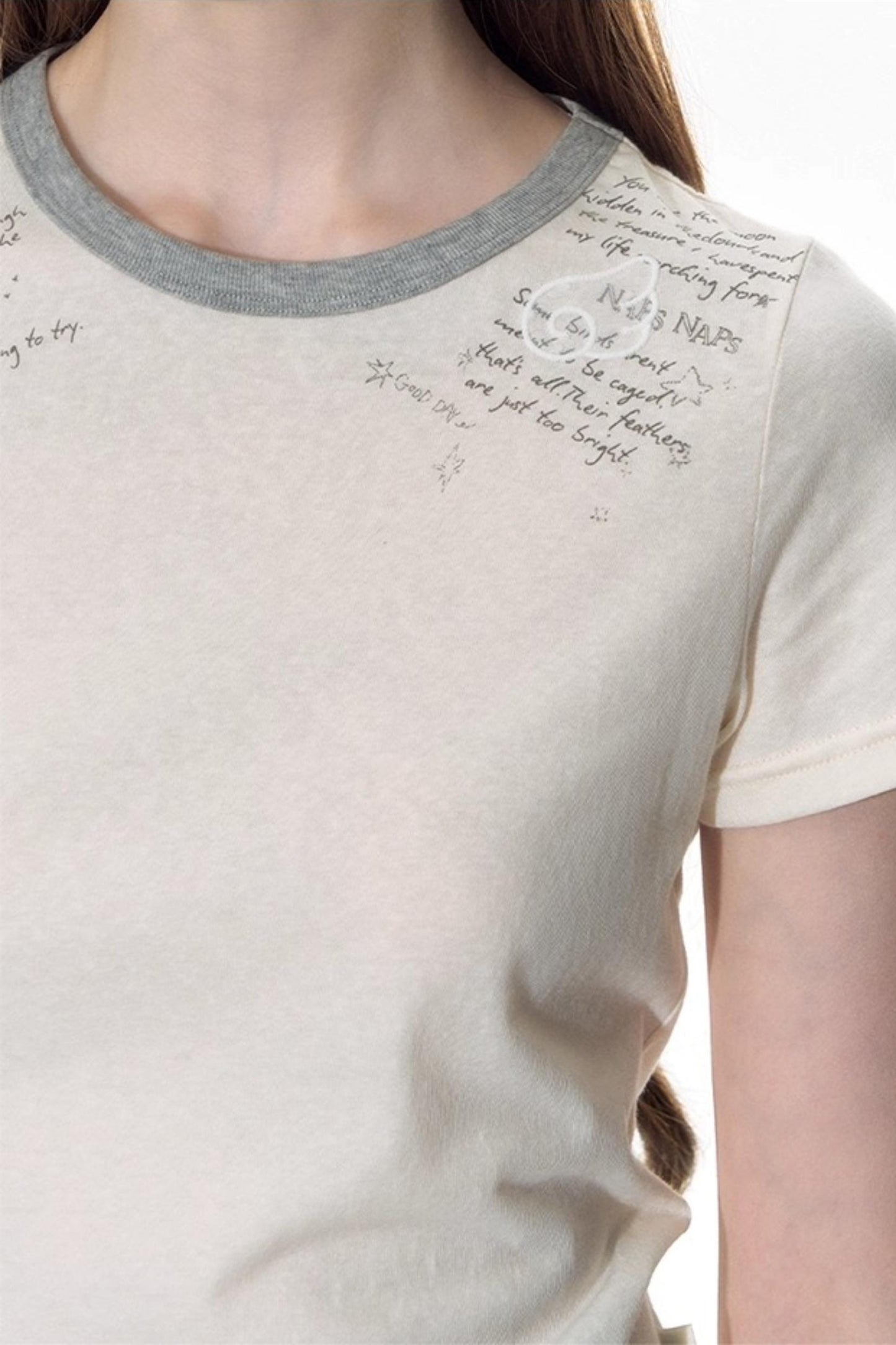 Original Patch Print Short Sleeve Summer Top