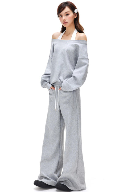 Halter Neck Pullover Sweater Set-Up