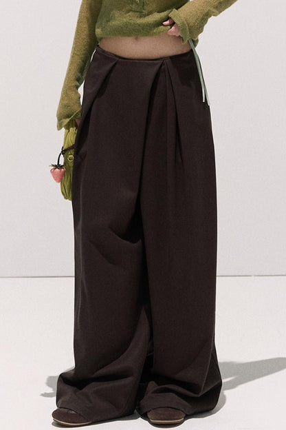 Tencel Wool Pleats Wide-Leg Pants
