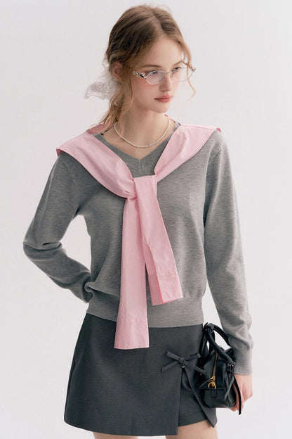 V-Neck Loose Two-Piece Set