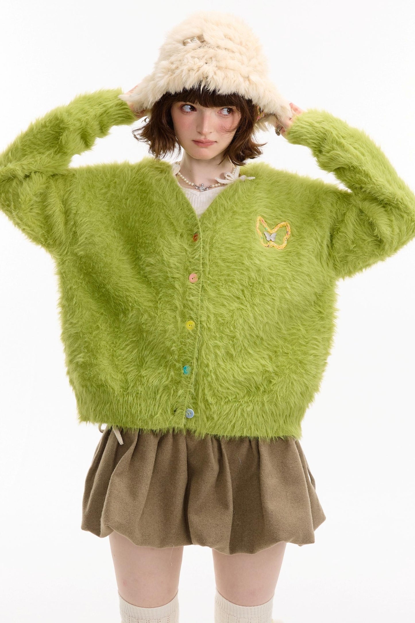 Lazy Butterfly Plush Cardigan