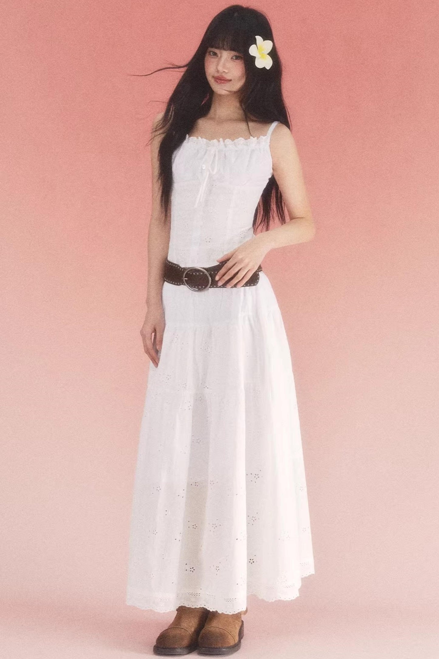 High-Waisted Jacquard A-Line Skirt