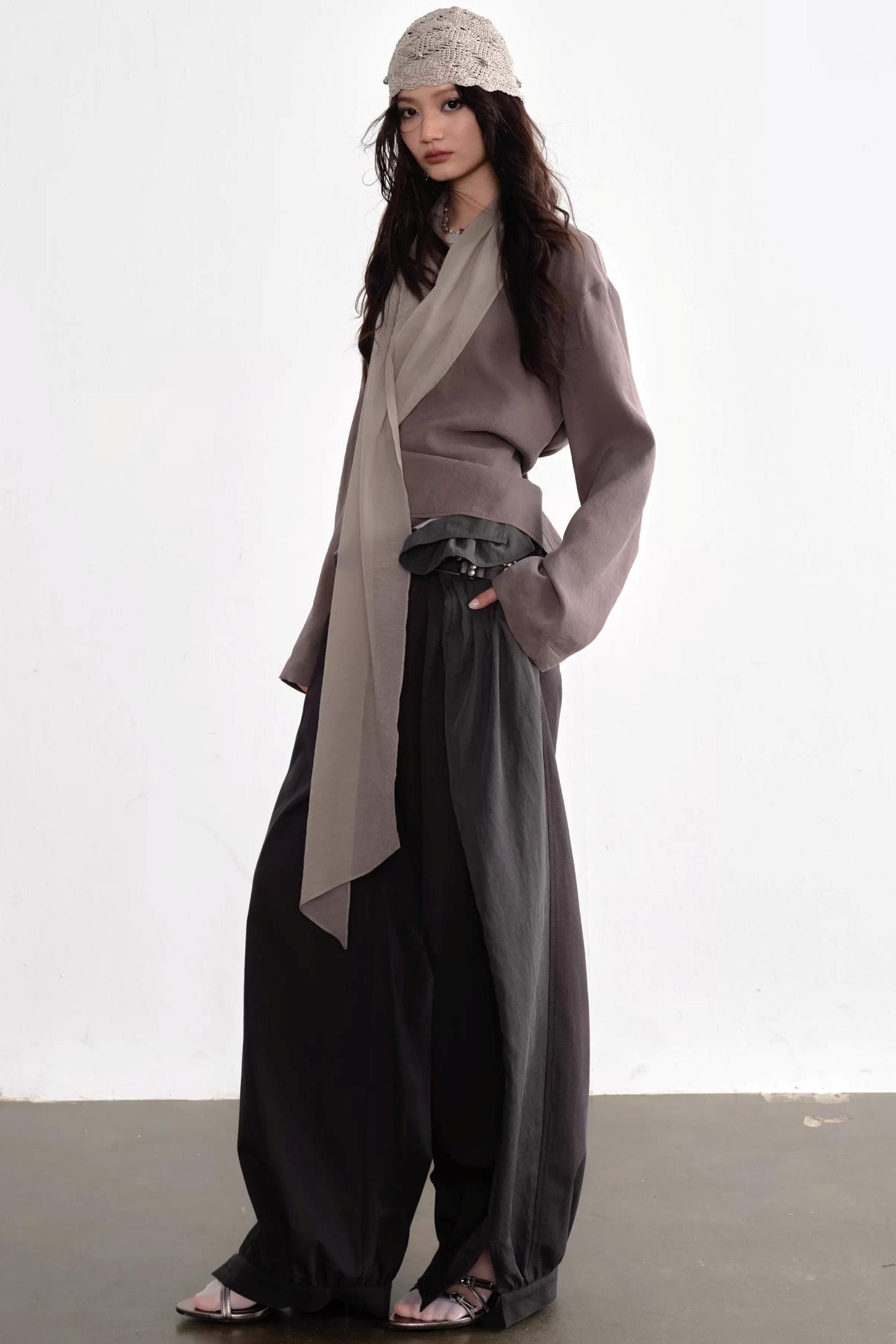 Earth-Tone Ribbon Shirt