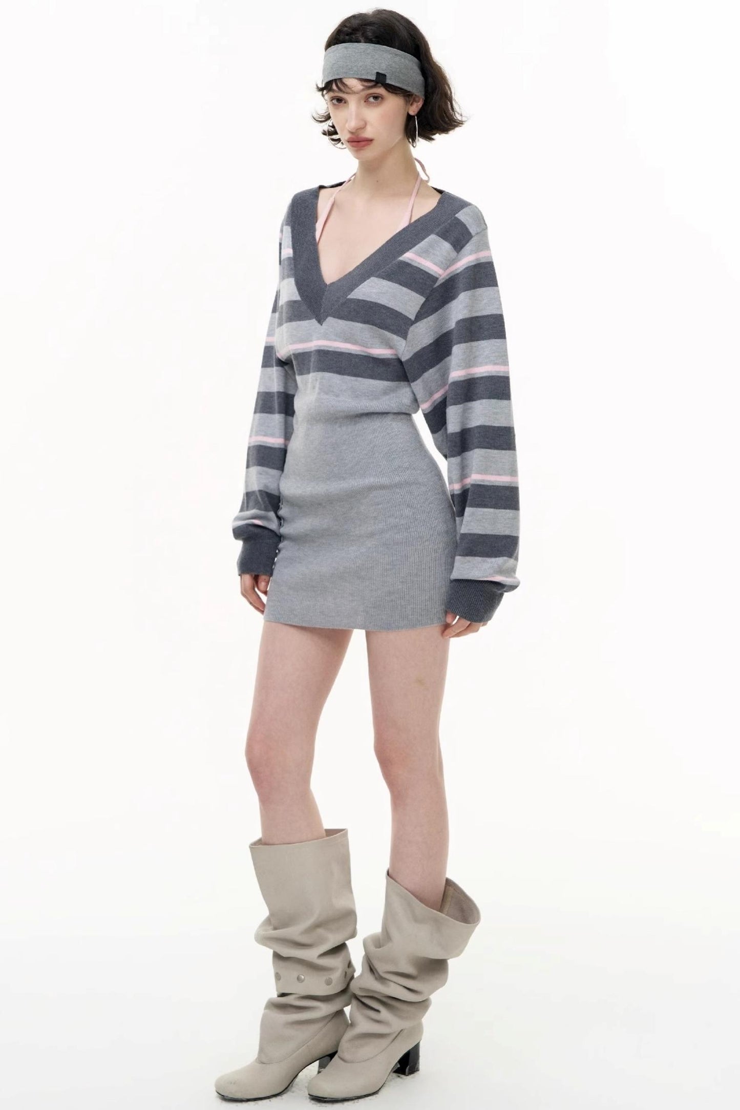 Striped Spliced Autumn Dress