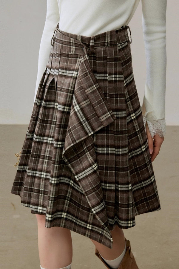 Ruffled Design Retro Plaid Skirt