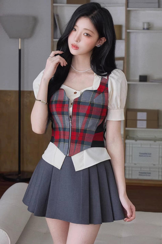 Plaid Two-Piece Shirt Top