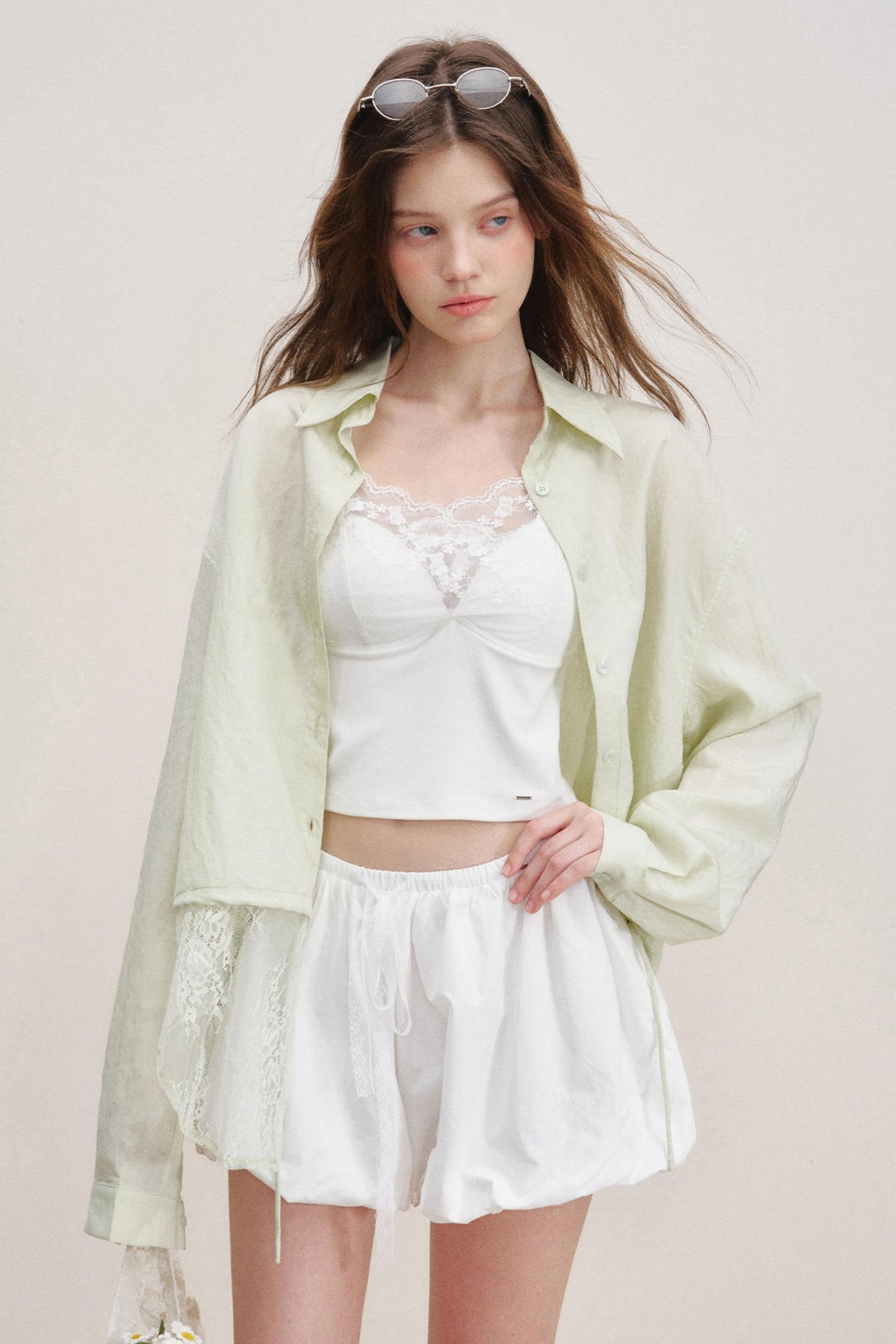 High-Waist Lace-Up Bubble Shorts