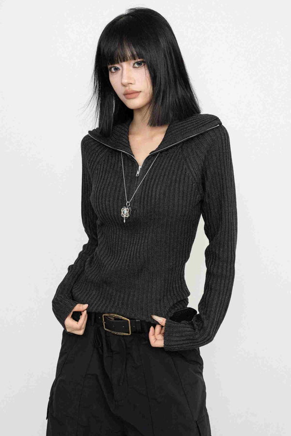 레트로 하이넥 니트 스웨터 