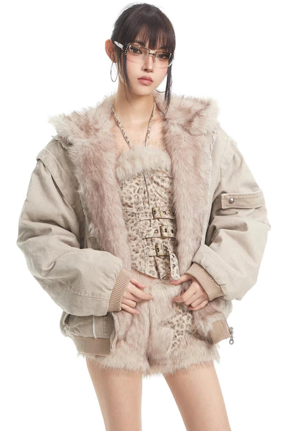 Plush-Lined Hooded Cotton Jacket