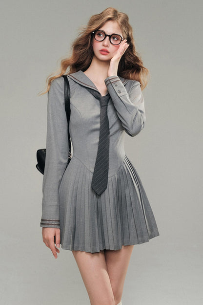 College Pleated Vintage Dress