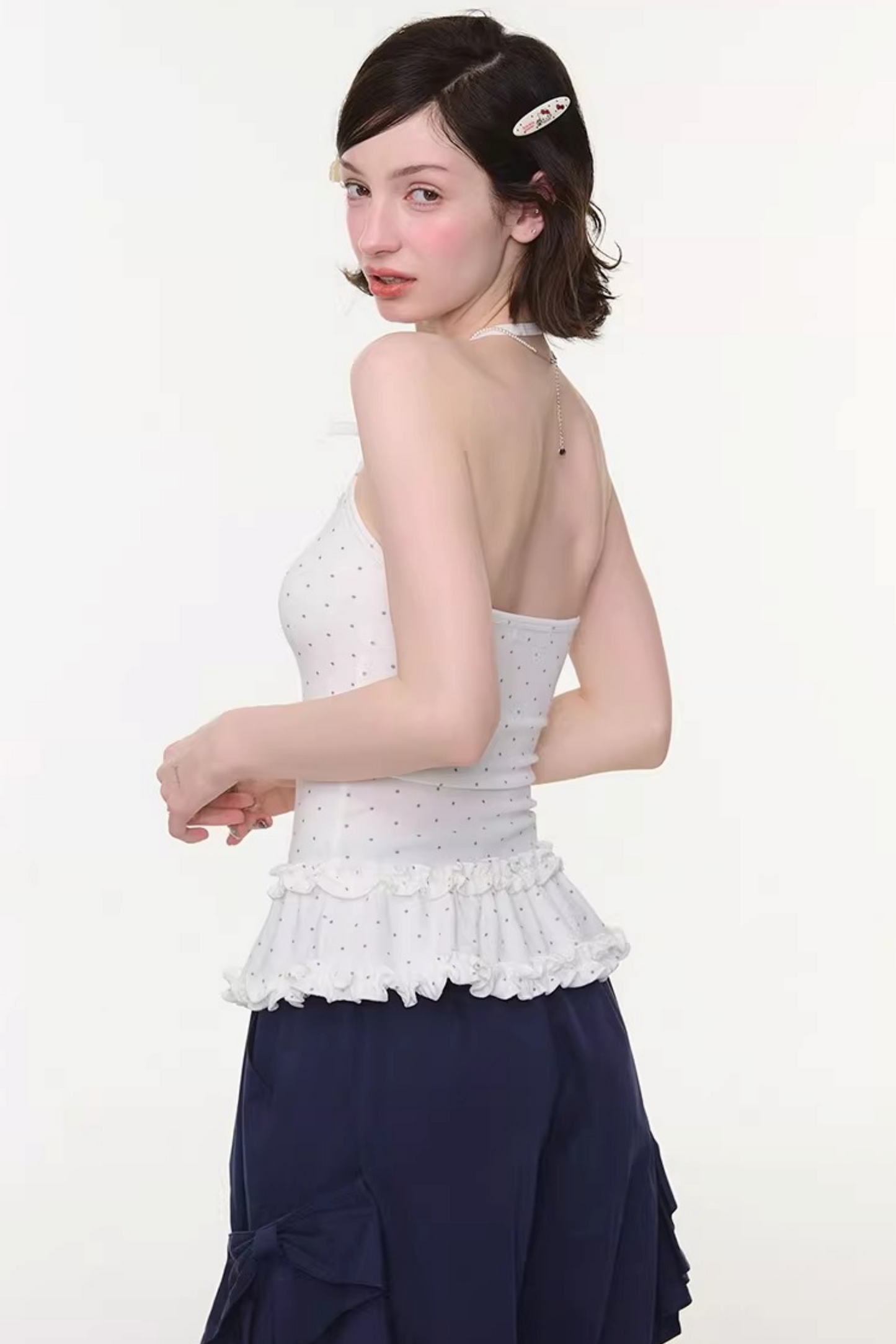 Mint Candy Lace Polka Dot Top