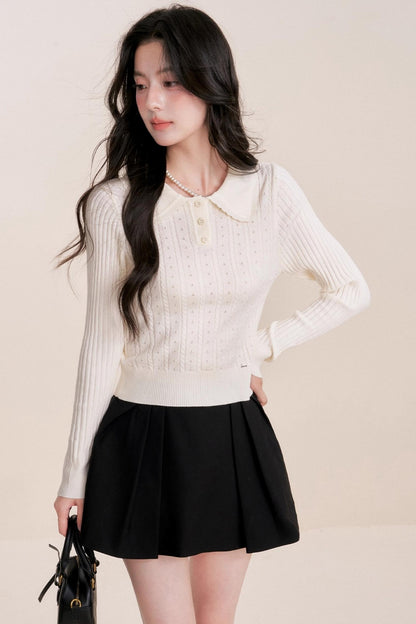 Romantic French Knit Long Sleeve Top