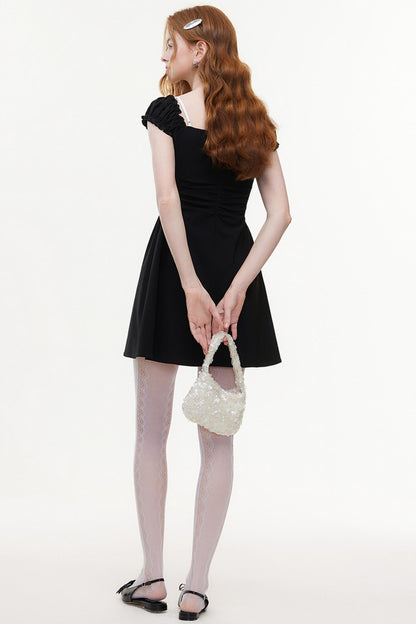 Bold Square Collar Strapless Dress