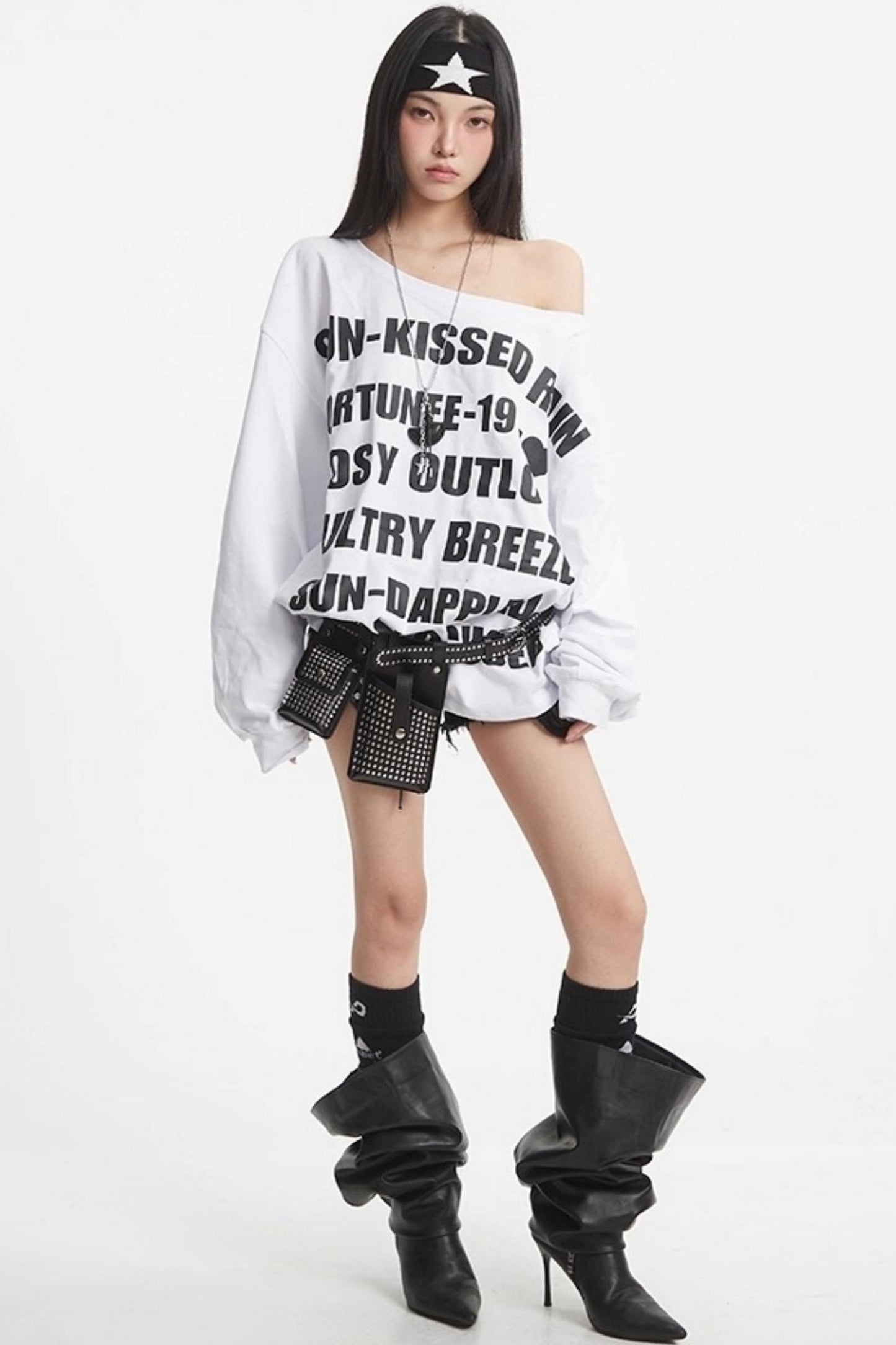 Slanted Shoulder Sweatshirt